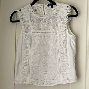 Banana Republic white eyelet crop blouse